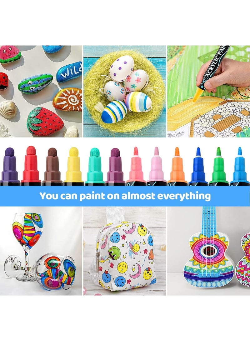 SYOSI 36-Color Acrylic Paint Markers, Dual Tip for Multi-Surface Art on Rock, Wood, Metal, and Canvas, Ideal for DIY Crafts and Professional Art Supplies - Image 4